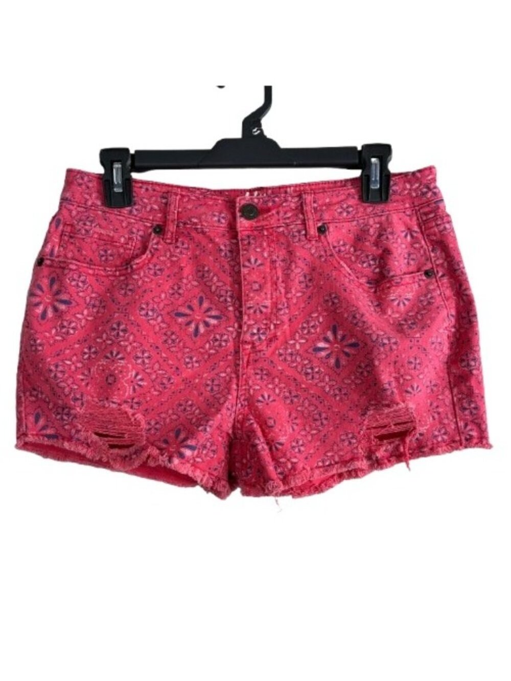 Tokyo Darling High Waisted Shorty Distressed Bandana Print Sz 8 Boho